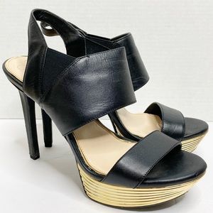 Jessica Simpson Leather Gold Platform Shoes Size 10